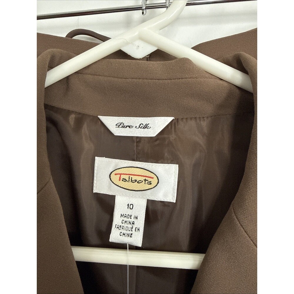 NEW Talbots Women's Pure Silk Suit Jacket/Pant Set Lined Sz 10 Brown MSRP $286 - Picture 2 of 10